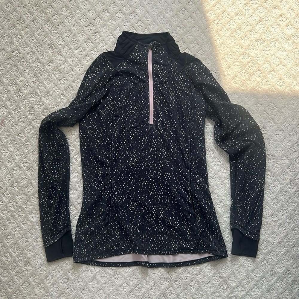 lululemon black & pink speckled half-zip pullover